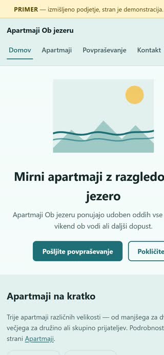 Zaslonska slika primera Apartmaji Ob jezeru